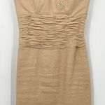 Vintage Liancarlo Strapless Silk Linen Dress Size 8 Tan Photo 0