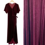 Lottie Velvet Maxi Dress Women's Size XXL Stretch Midi Maxi Burgundy Cranberry Red Photo 2