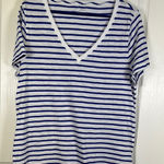 J.Crew  White Blue V-Neck Vintage Cotton Shirt Size XL EUC #1573 Photo 0