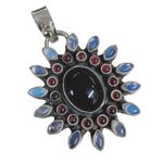 Sterling Silver 925  Heavy Gemstone Statement Heavy Thick Pendant Photo 1