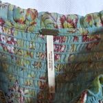 Free People  Golden Age Floral Chiffon Smocked Square Neck Bell Sleeve Blouse S Photo 4