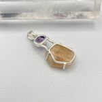 Citrine Stalactite & Amethyst Rough Sterling Silver Pendant Yellow Photo 6