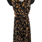 Nicole Miller  Black Floral V Neck Short Sleeve Wide Leg Romper Jumpsuit Size M Photo 0