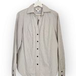 American Vintage Vintage Talbots White Dark Gray Pinstripe V Neck Button Down Shirt 18 Photo 7