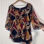 L.A. Blues 14/16 Boho Ikat Sheer Blouse Top Plus Size Chiffon Festival Retro Y2K Photo 1