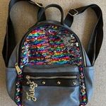Juicy Couture Los Angeles Denim Blue Multicolor Sequin Backpack w/ Pockets Photo 0