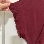 UMGEE | Burgundy Linen Blend Fringe Casual Short Sleeve Boho Tunic Top, Size M Red Size M Photo 5