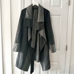 Diane Von Furstenberg  Mackenzie Grey Colorblock Reversible Wrap Wool Coat Small Photo 13