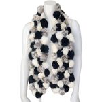 Genuine Rabbit Fur Black, Gray, & White Pom Pom Scarf Black Photo 1