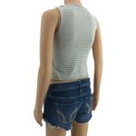 J. Jill XS Cream Green Striped Mallgoth Grunge Safety Pin Crop Top Tank Photo 4