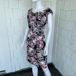 Connected Apparel Women's Pink Multi Floral Short Sleeve Cowl Neck Dress sz 6P Photo 1