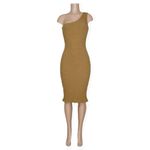 Lisa Says Gah Paola One Shoulder Ribbed Dress, Camel, XS Photo 4