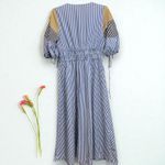 Loft MP Striped Tied Puff Sleeve Midi Dress Beach Nautical Spring Casual Party Photo 5