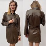 ZARA  Brown Faux Leather Shirt Dress Photo 1