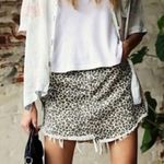 Free People NWT Cheetah Print Frayed Hem Denim Skirt Photo 1