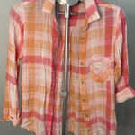Bella Dahl  Spring Plaid‎ Long Sleeve Button Up Shirt (M) Photo 0