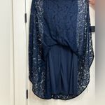 Lulus  Rosetta Gown Lace Mermaid Sleeveless Sweetheart Neck Blue Maxi Dress Small Photo 9