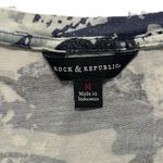 Rock & Republic π Camo Cold Shoulder V-Neck Tee Gray Blue Short Sleeve Top M Photo 6