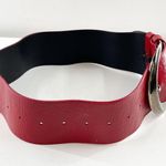 Anne Fontaine Genuine Leather Silver Buckle Adjustable Waist Belt Red Photo 1