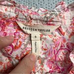 Rebecca Taylor  Pink & Cream 100% Cotton Floral Print Button Up Blouse Size 6 EUC Photo 3