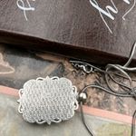 Blue Rose Floral Print Large Cabochon Stainless Steel Pendant Necklace 18 inches Silver Photo 6