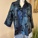 Susan Graver one button Teal Black Velvet evening light Jacket Blazer XL NWT Photo 0