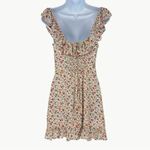 Reformation  Women's Paris Floral Ruffle Mini Dress | Sz 6 | Cream/Pink/Blue Photo 2