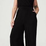 Torrid  Studio Knit‎ Surplice Slinky Tie Back Wide Leg Jumpsuit Size 00 (Size 10) Photo 0