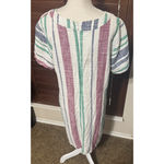 JustFab Linen Blend Stripe Shift Dress Swim Cover Up Women's XL FLAW Photo 5