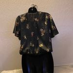 Haute Monde  Black & Floral Satin One Piece Blouse Photo 7
