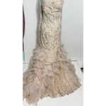 Jovani  Strapless Trumpet Embroidered Corset‎ Prom Dress Gown Light Cafe Size 16 Photo 5