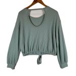 Hollister NWT  Womens XS Waffle Knit Tie Front Long Sleeve Top Cutout Back Photo 1