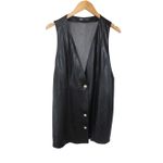 ZARA Black Leather Dress Vest Women's Size Large (missing button) Photo 2