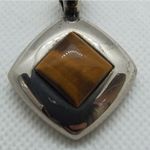 Tiger's Eye Silver Framed Pendant Silver Photo 1