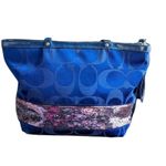 Coach Sequin Trim Signature Monogram Shoulder Bag Photo 2