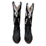 Dan Post Vintage  Black Suede White Stitching Cowboy Western Boots Size 6M Photo 2