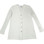 Michael Stars White Ribbed Knit Button Down Cardigan Top Long Line Womens Medium Photo 0