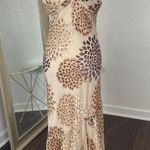 Vintage Cream Tan Floral Flower Mermaid Fairy Maxi Dress Made in USA M / 8 Photo 3