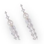 new Nadri ♕ Pearl Crystal Drop Bride Earrings ♕ Rhodium ♕ Wedding Bridal Jewelry Silver Photo 3