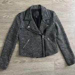 Paige Telma Black Metallic Shimmer Asymmetric Vegan Leather Moto Jacket Size M Photo 6