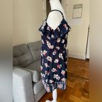 Angie  Women's Navy Ruffle Top Sleeveless Floral Dress Sundress Size M Photo 3