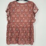 Mason & Belle  Boho Top Pink Floral Babydoll Split Neck Embroidered Size XL Photo 4