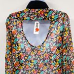 Anthropologie Kirra Floral Print Button Up Collared Shirt Cutout Open Back Sheer Blouse Top Photo 4