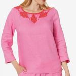 Lilly Pulitzer NWT  Elyn Beaded 3/4 Sleeve Linen Top Women's 00 Photo 0