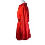 CAROLINE CONSTAS Aesha Bell Sleeve Mini Shirt Dress in Madder Red Small New Photo 4
