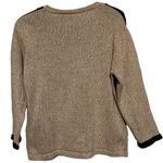 Erika  Women's Color Block Brown Tan Black‎ Sweater Wood Toggle Buttons Size M Photo 1