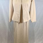 Vintage 90s Cachet 2 piece ivory crystal beaded jacket and dress set size 4P Photo 0