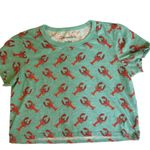 Aeropostale Teal Lobster Graphic Crop Top Size M Photo 1