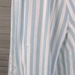 Torrid  Lizzie Rayon Crepe Button Down Shirt Blue/White Stripe-0X Photo 3