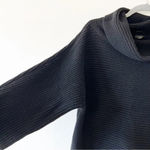 Talbots Black Cashmere Chunky Knit Sweater Size Large Ribbed Dolman Sleeve New! Photo 4